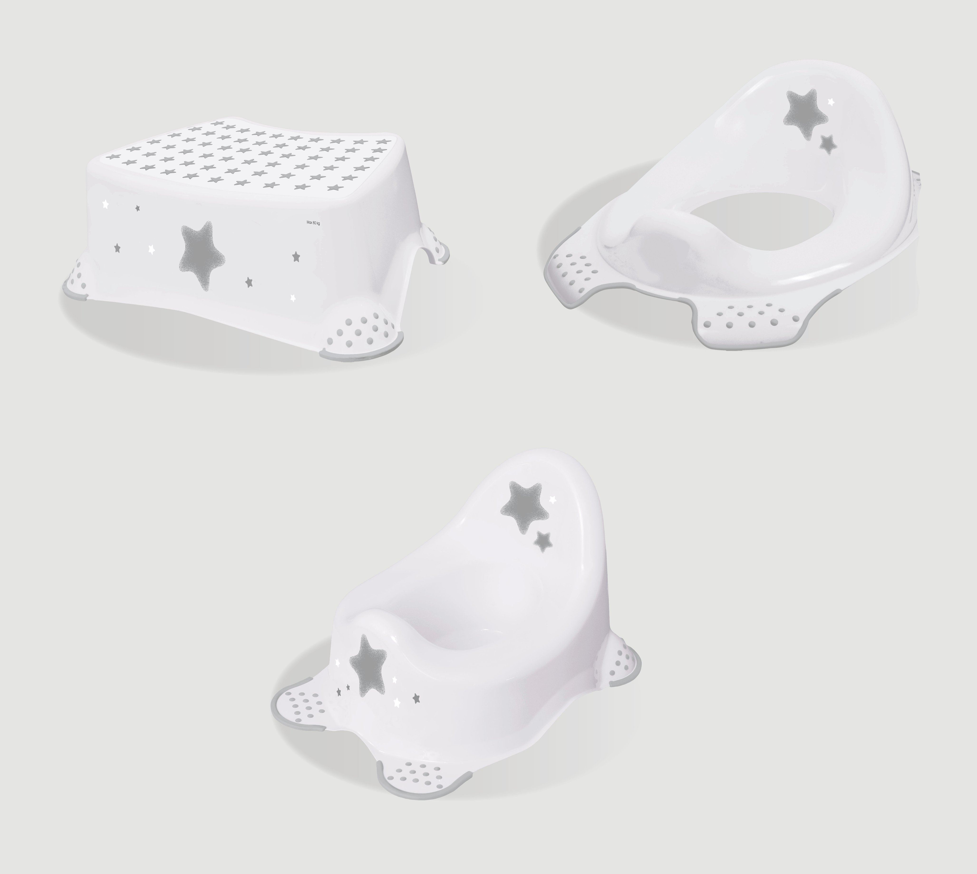 Hygienický set noèník + stolièka + adaptér na WC Stars bílá