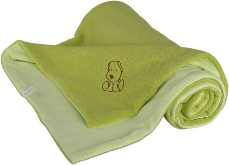 Dìtská deka zelená s pejskem fleece bavlna