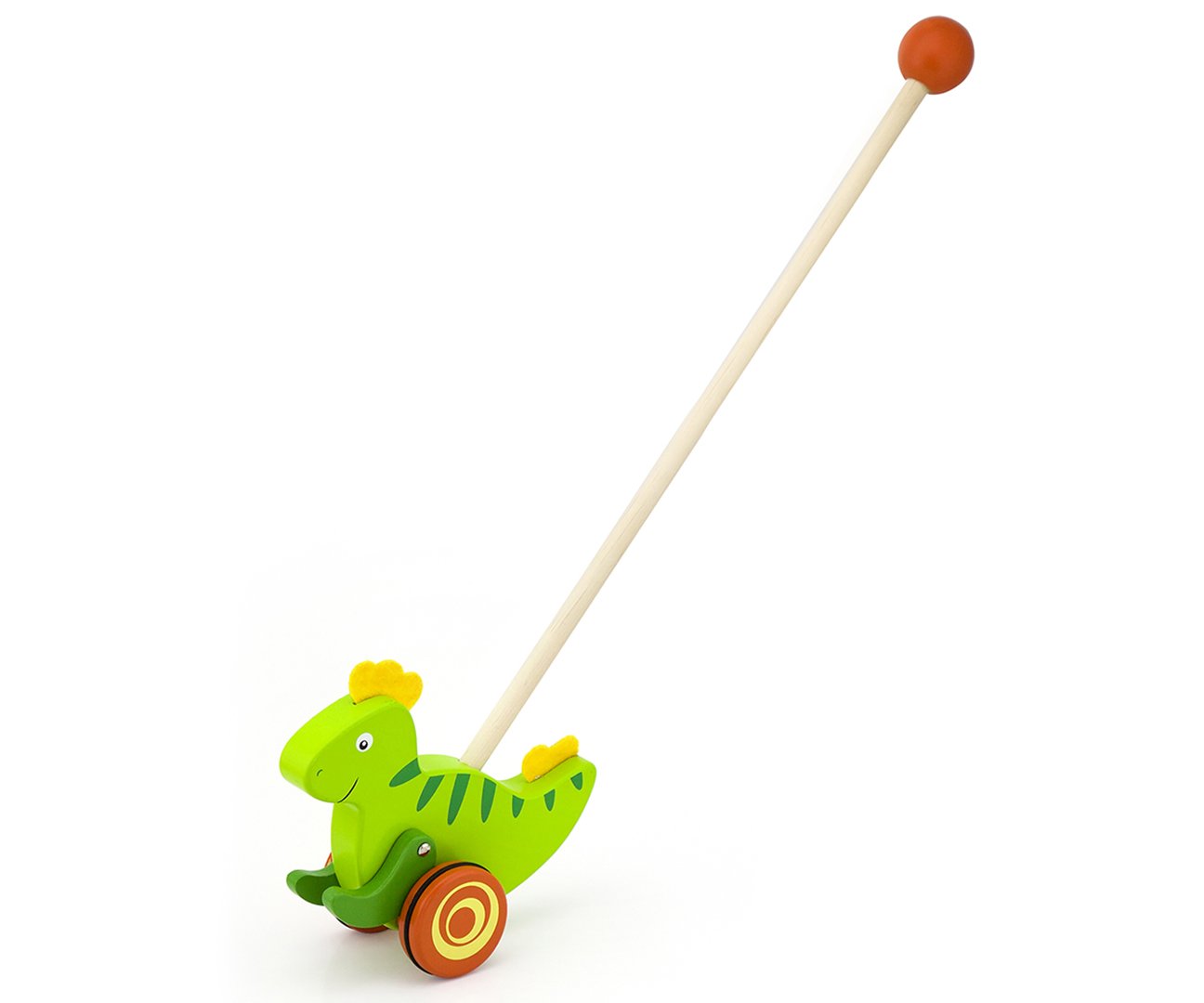Jezdící døevìná hraèka na tyèi dinosaurus
