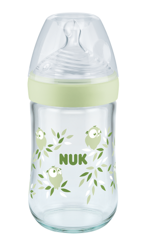 Kojenecká sklenìná láhev Nature sense 240 ml s ukazatelem teploty zelená