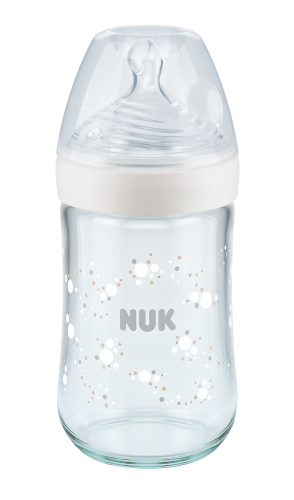 Kojenecká sklenìná láhev Nature sense 240 ml s ukazatelem teploty bílá