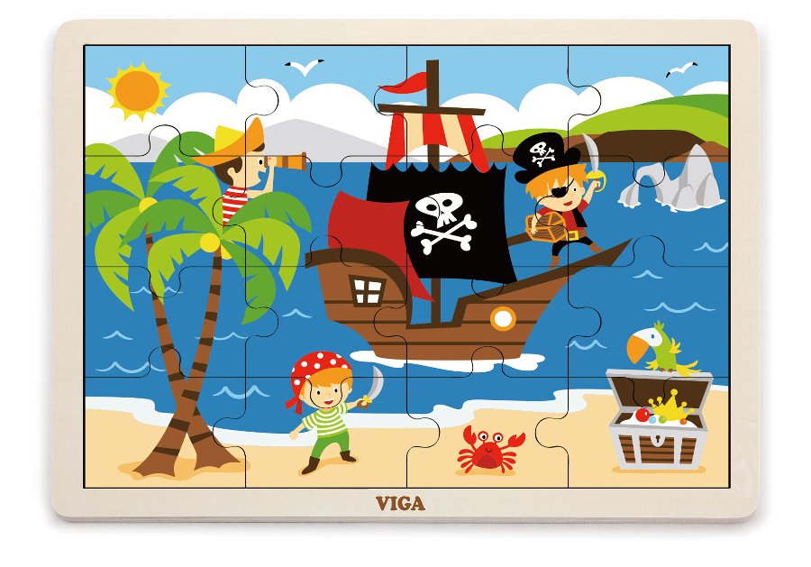 Dìtské døevìné puzzle 16 dílkù piráti - zvìtšit obrázek